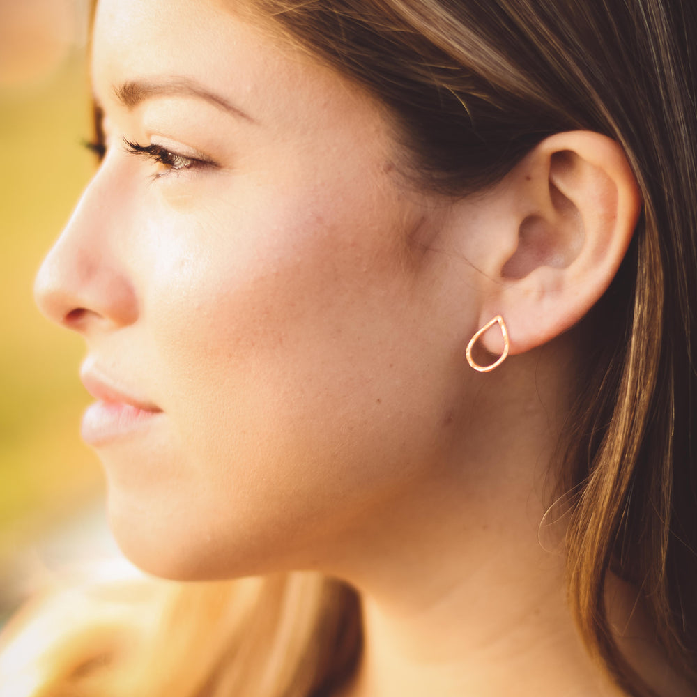recycled 9ct gold teardrop earrings minimalist