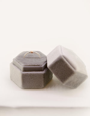 Velvet Ring Box in Silver Grey